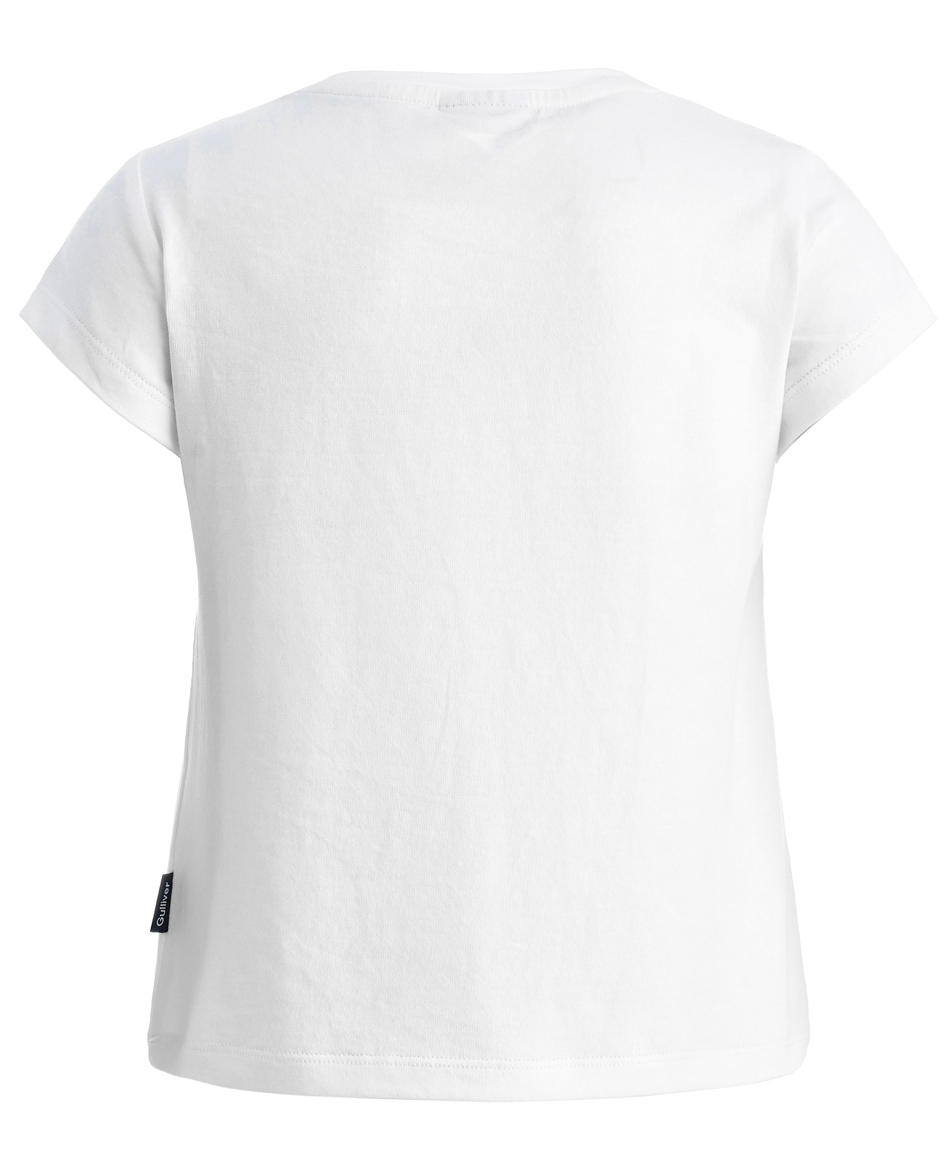 фото Белая футболка с блестящим принтом gulliver