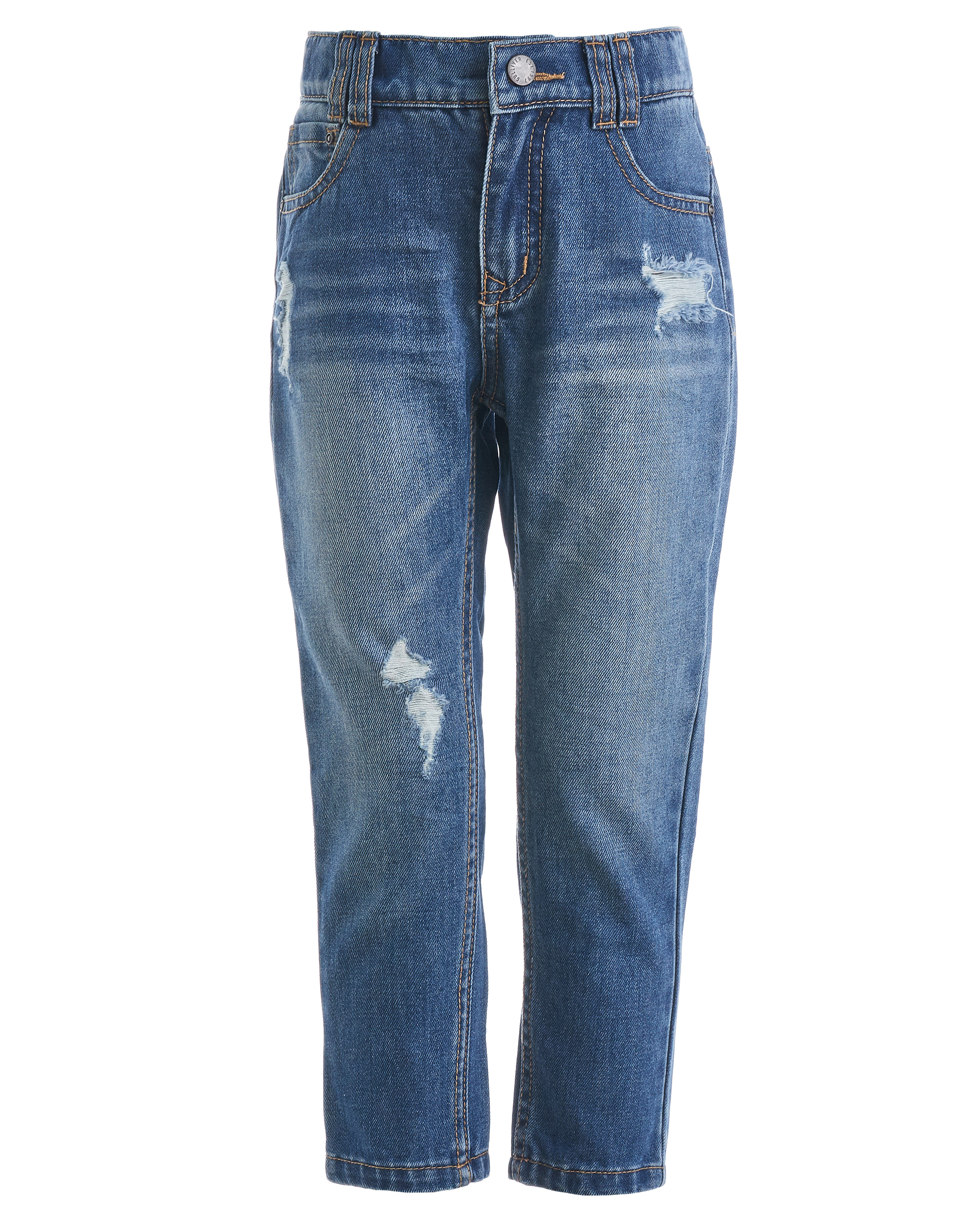 фото Голубые джинсы с потертостями gulliver
