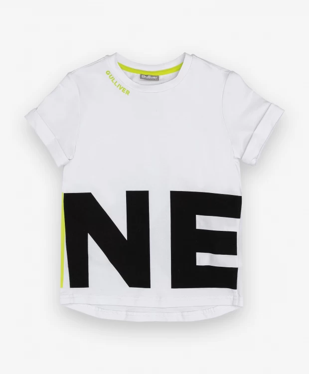 фото Белая футболка с принтом gulliver (128)