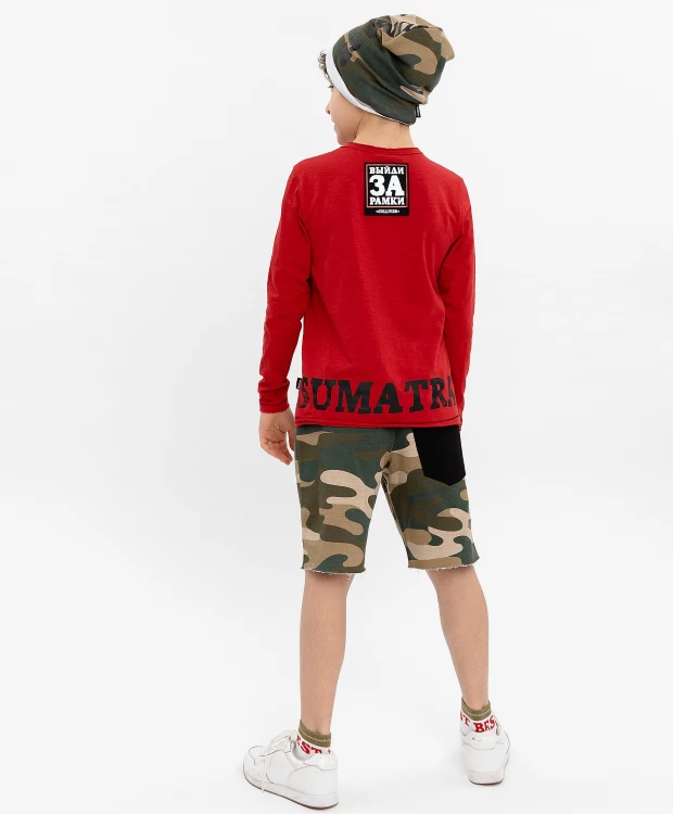 фото Красная футболка с длинным рукавом gulliver (140)