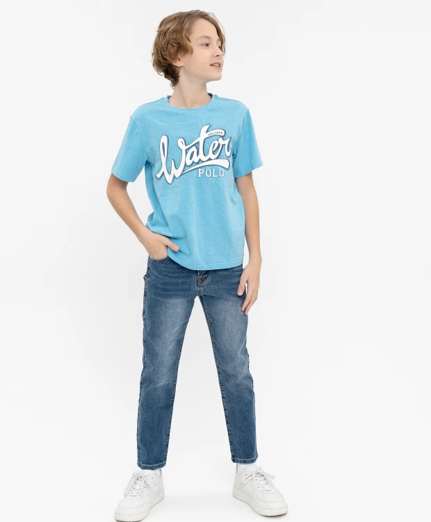 фото Голубая футболка с принтом gulliver (146)