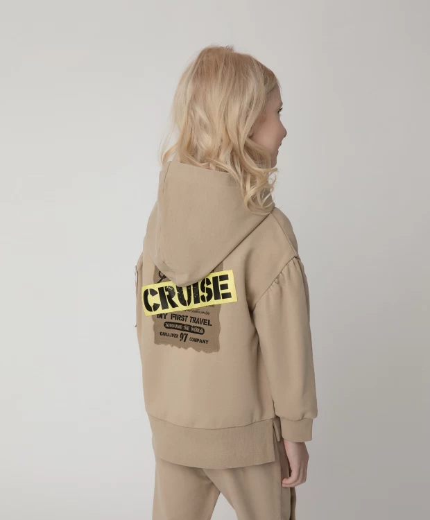 фото Толстовка бежевая с капюшоном gulliver (128)