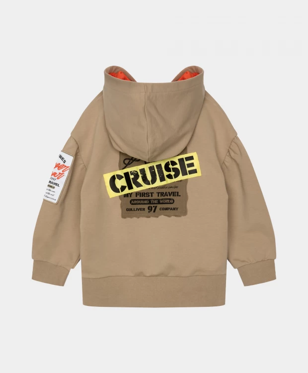 фото Толстовка бежевая с капюшоном gulliver (128)