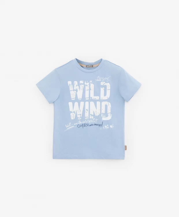 фото Футболка с винтажным принтом голубая gulliver (128)