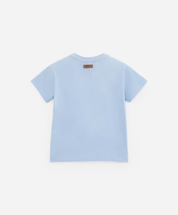 фото Футболка с винтажным принтом голубая gulliver (128)