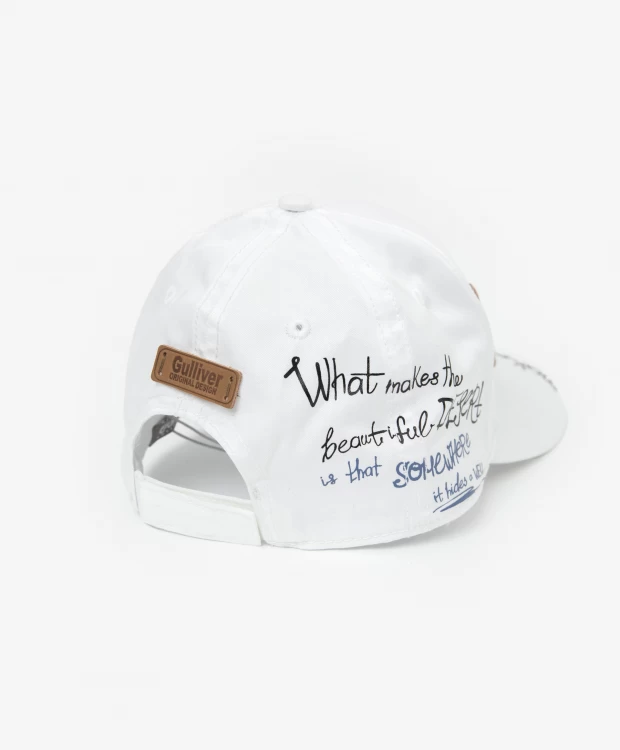 фото Бейсболка с 3d вышивкой белая gulliver (52-54)