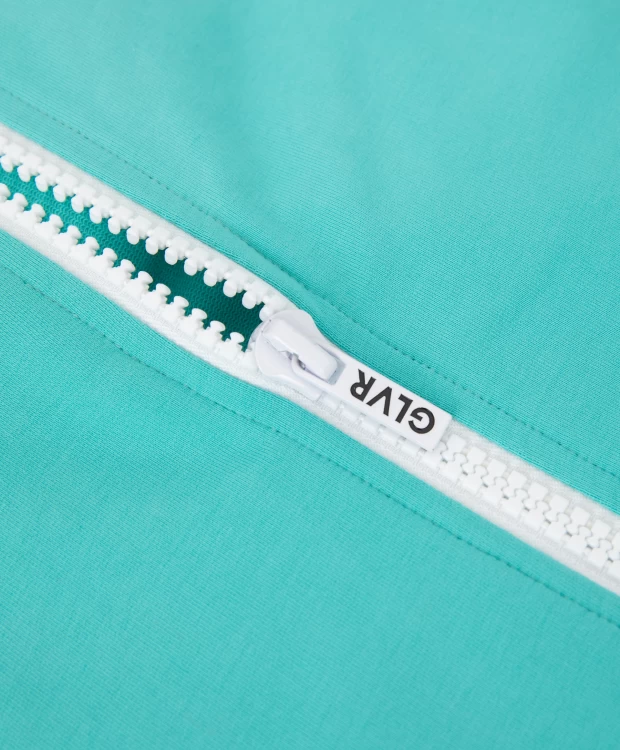 фото Толстовка на молнии с капюшоном и спущенным плечом бирюзовая gulliver (140)