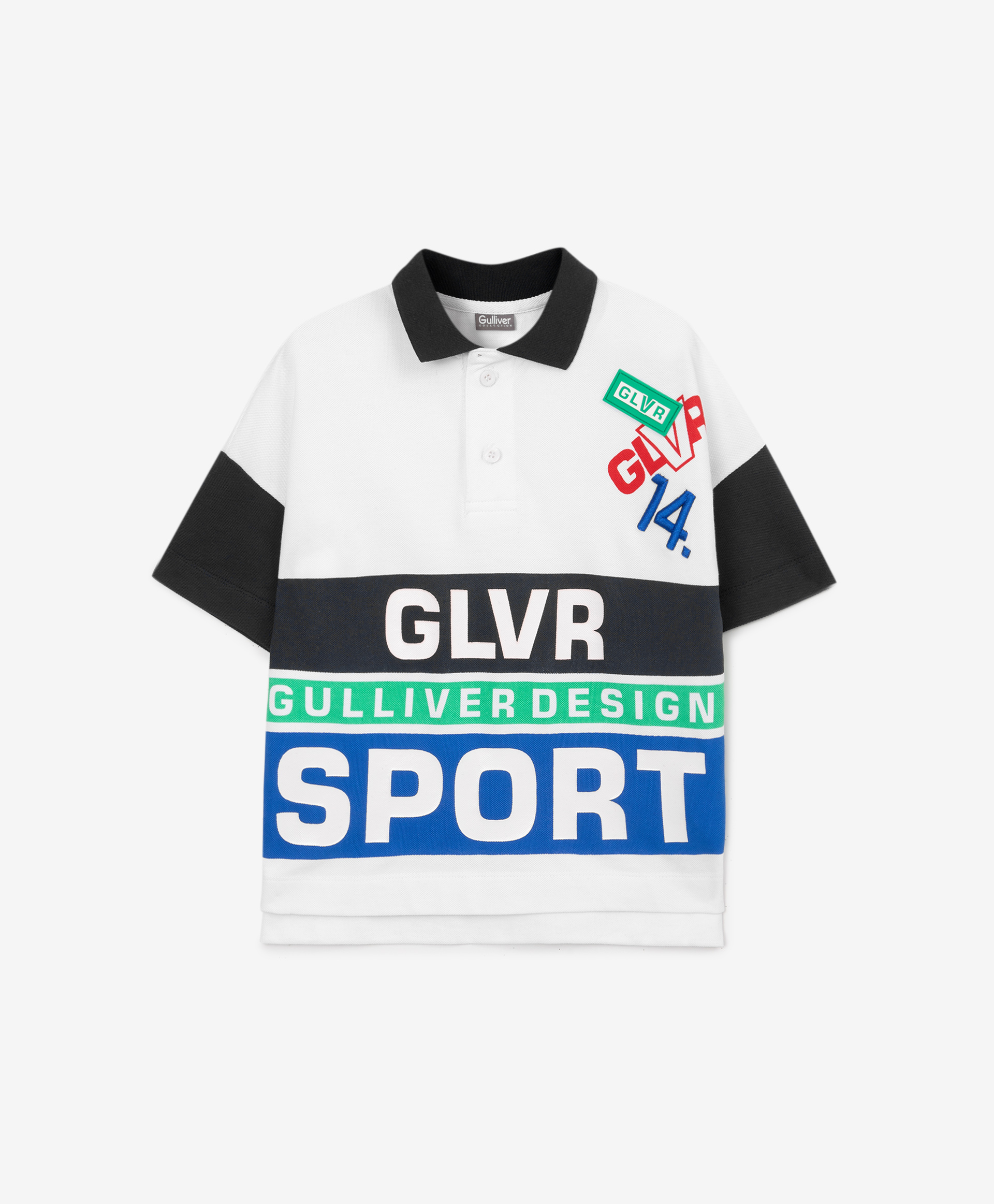 фото Поло с коротким рукавом в стиле колорблок gulliver