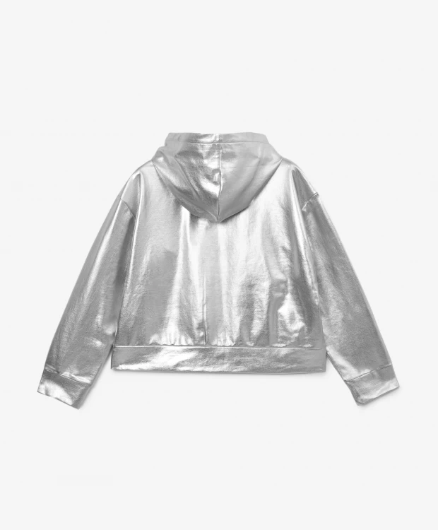 фото Толстовка на молнии с капюшоном серебристая gulliver (170)