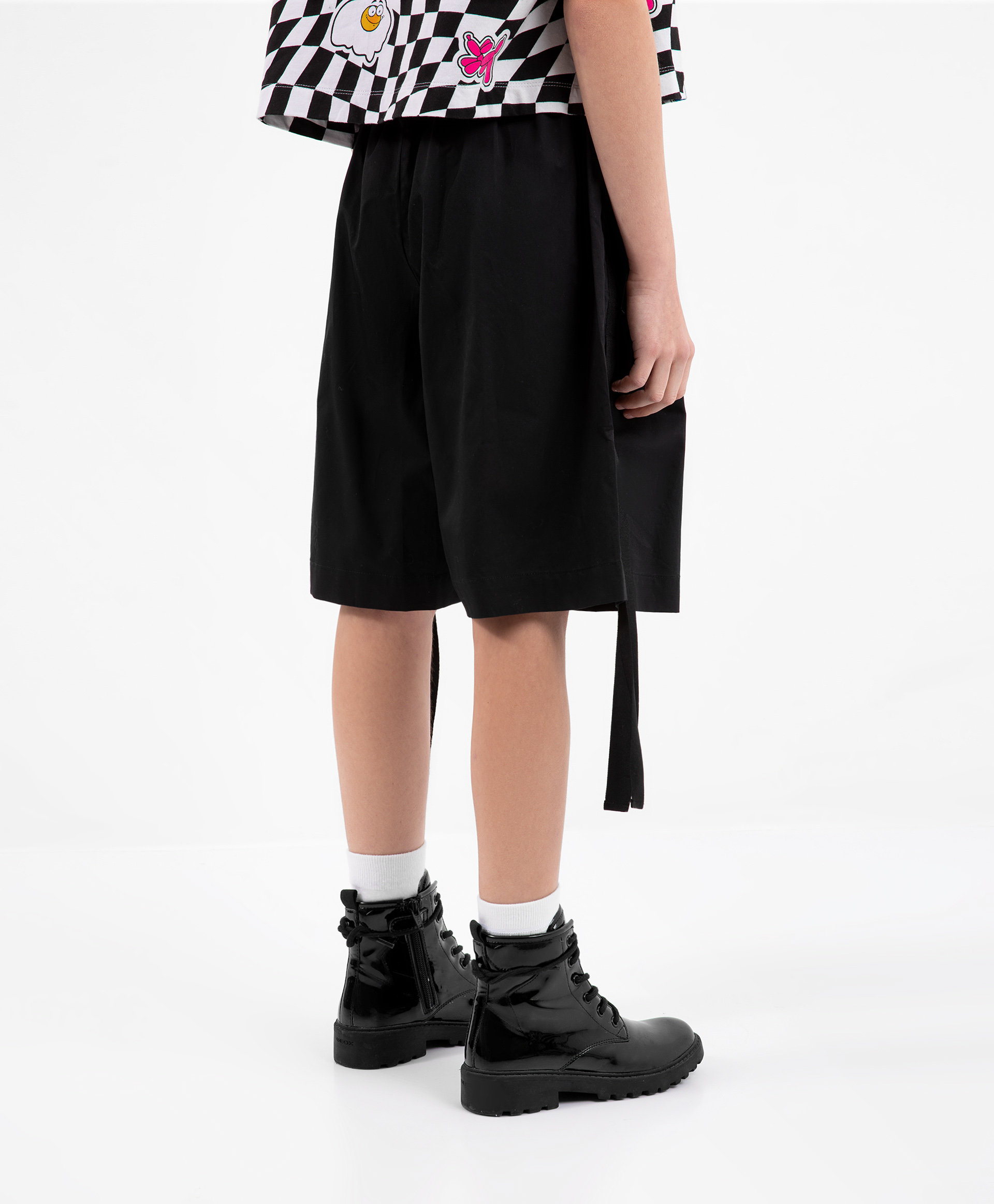 фото Шорты расклешенные из поплина черные gulliver