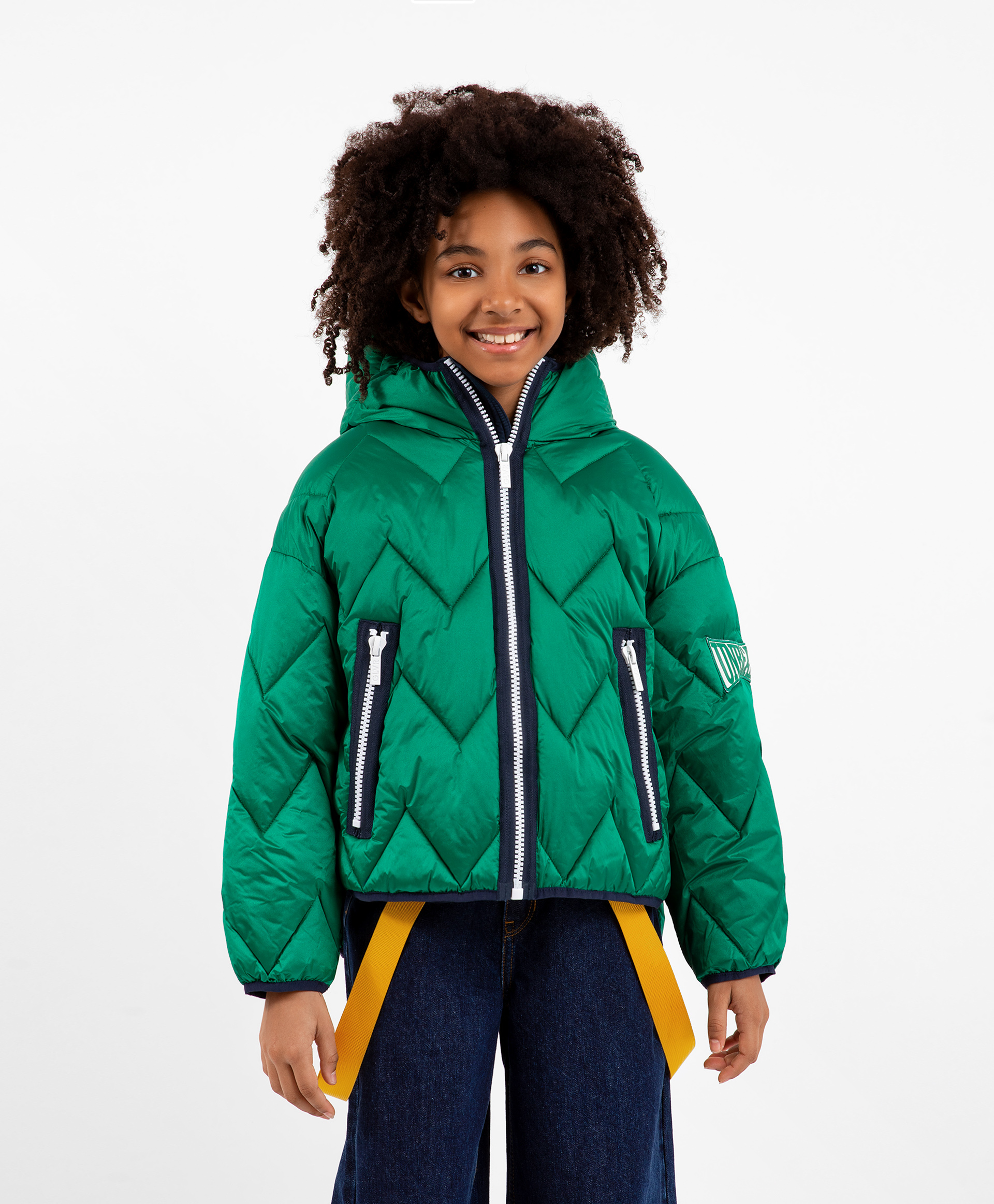 фото Куртка демисезонная с капюшоном зеленая gulliver