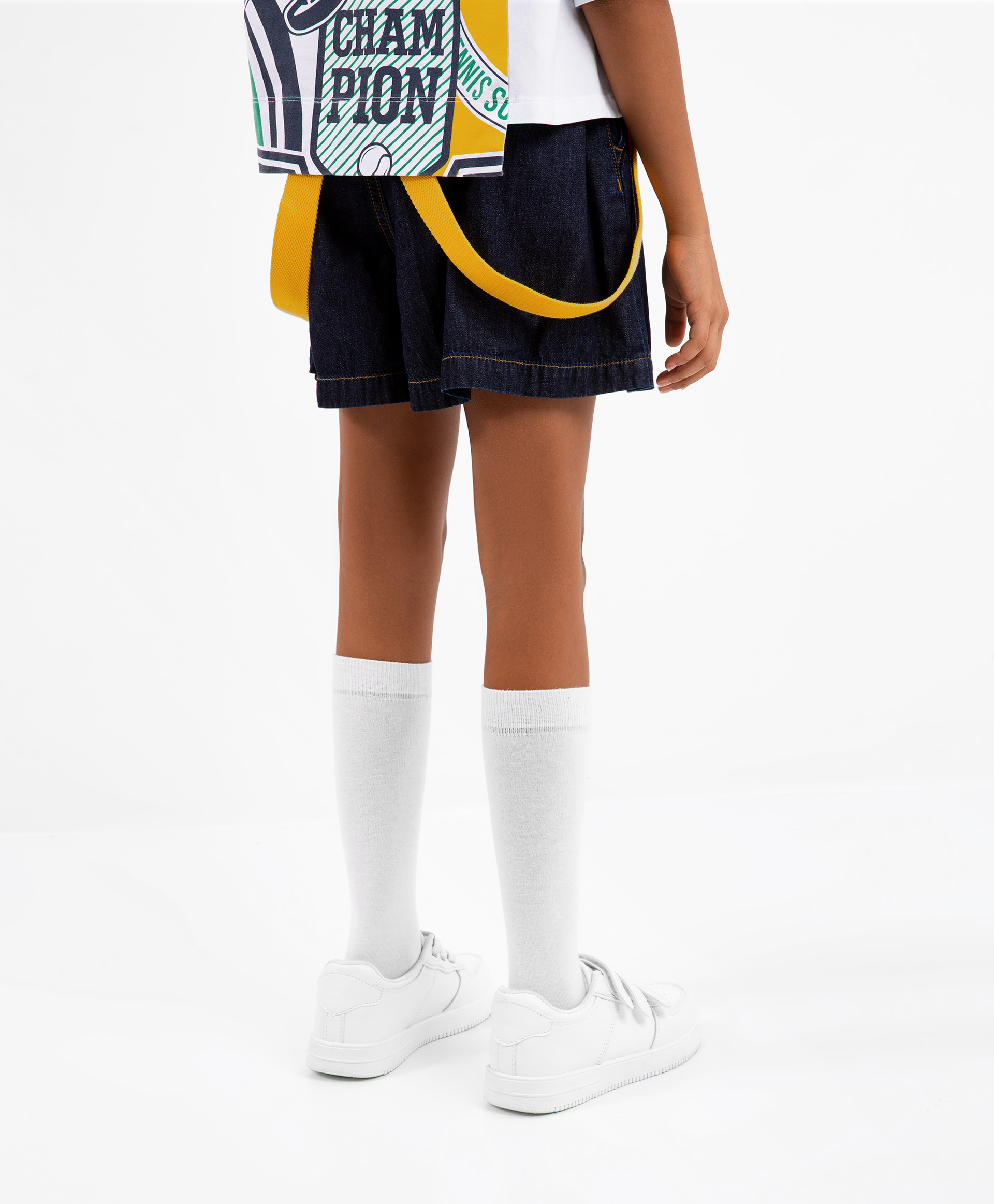 фото Шорты из тонкого денима с декором из тесьмы синие gulliver