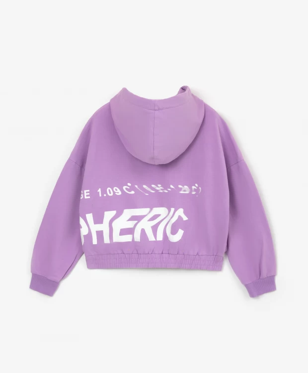 фото Толстовка-бомбер оверсайз сиреневая gulliver (152)