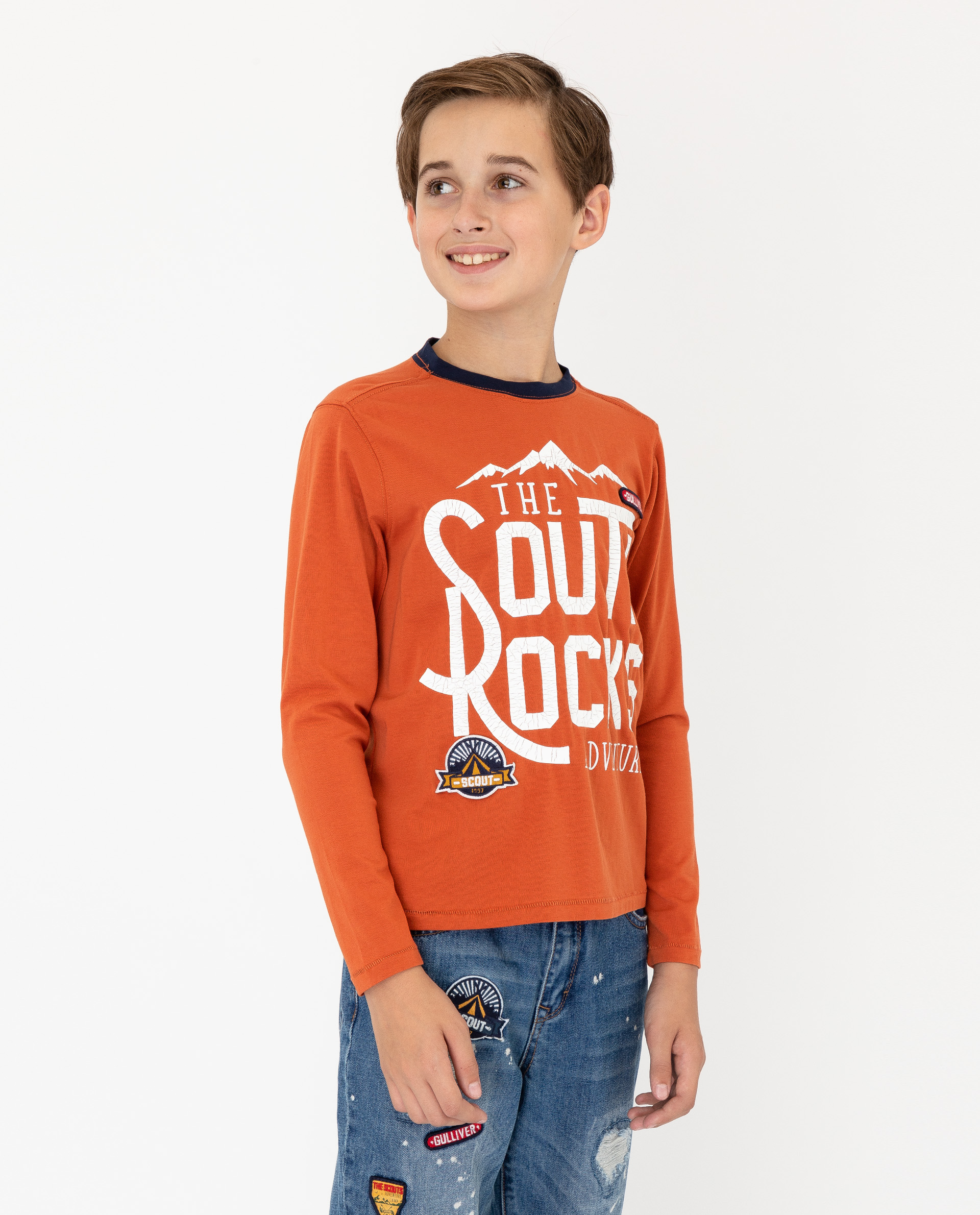 фото Оранжевая футболка с длинным рукавом gulliver