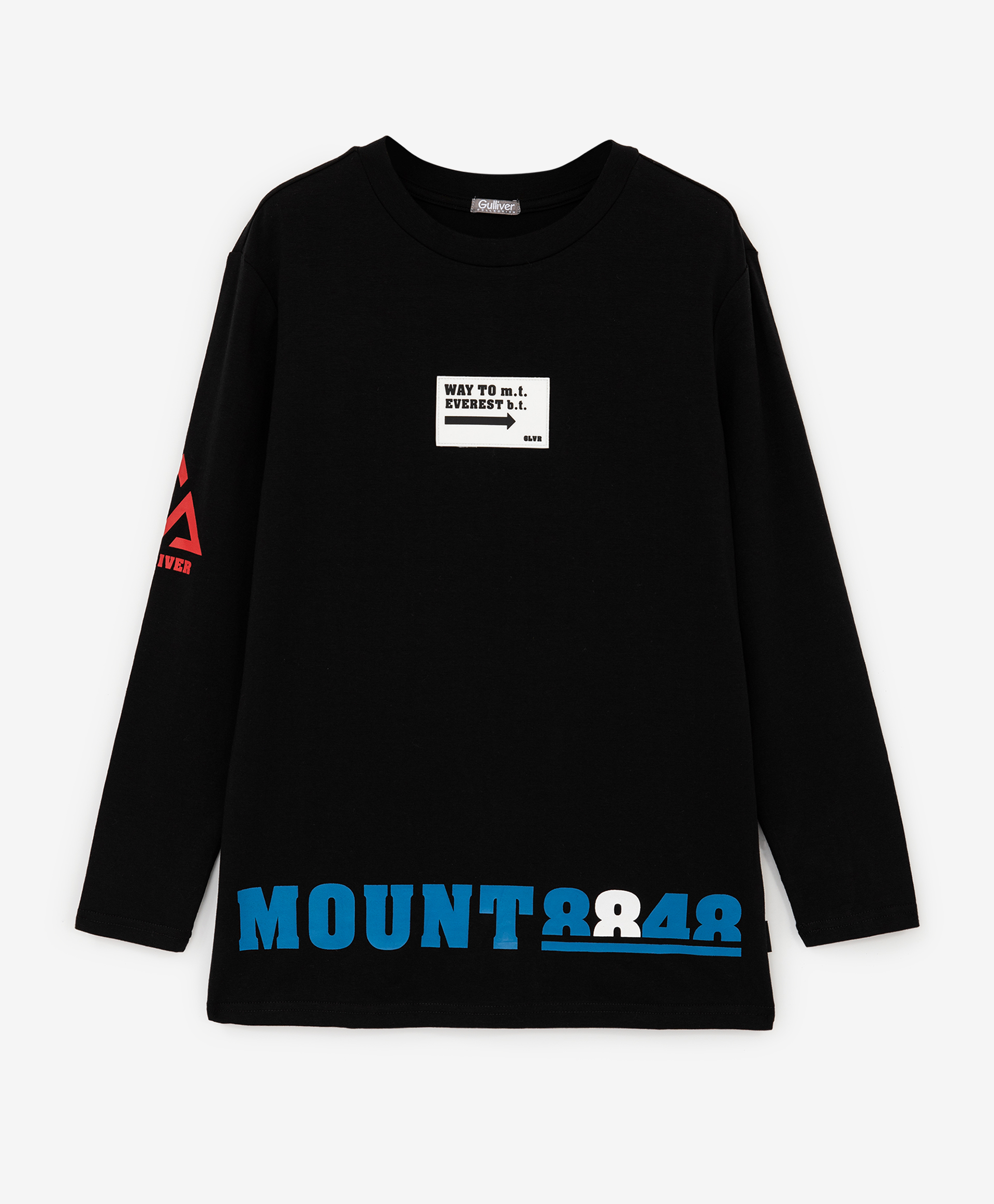 фото Футболка оверсайз черная с шрифтовыми принтами gulliver