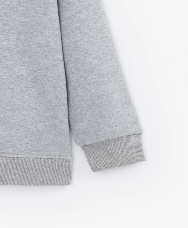 фото Толстовка серая меланжевая с крупным глянцевым принтом gulliver (98-104)