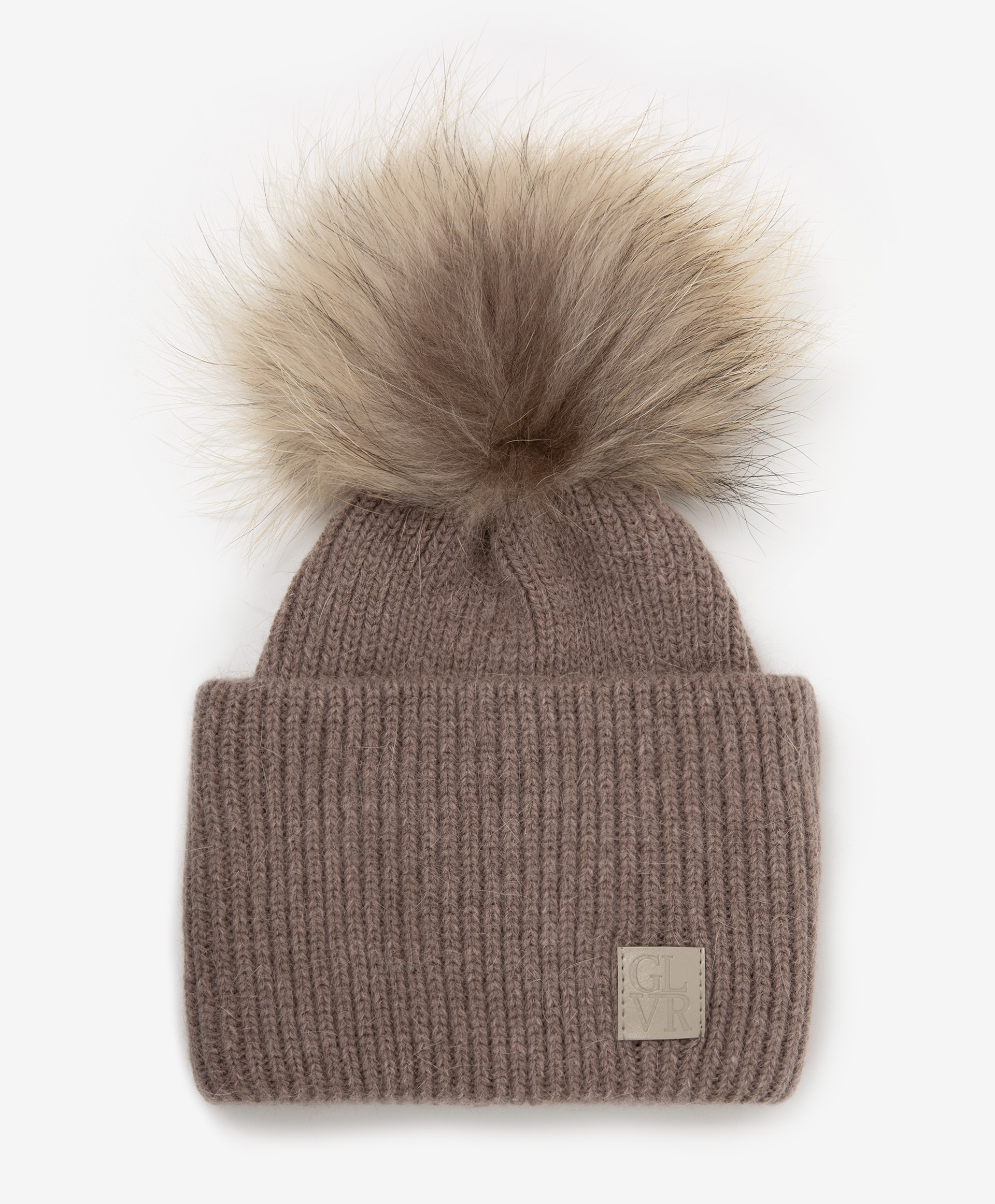 фото Шапка вязаная с помпоном коричневая gulliver