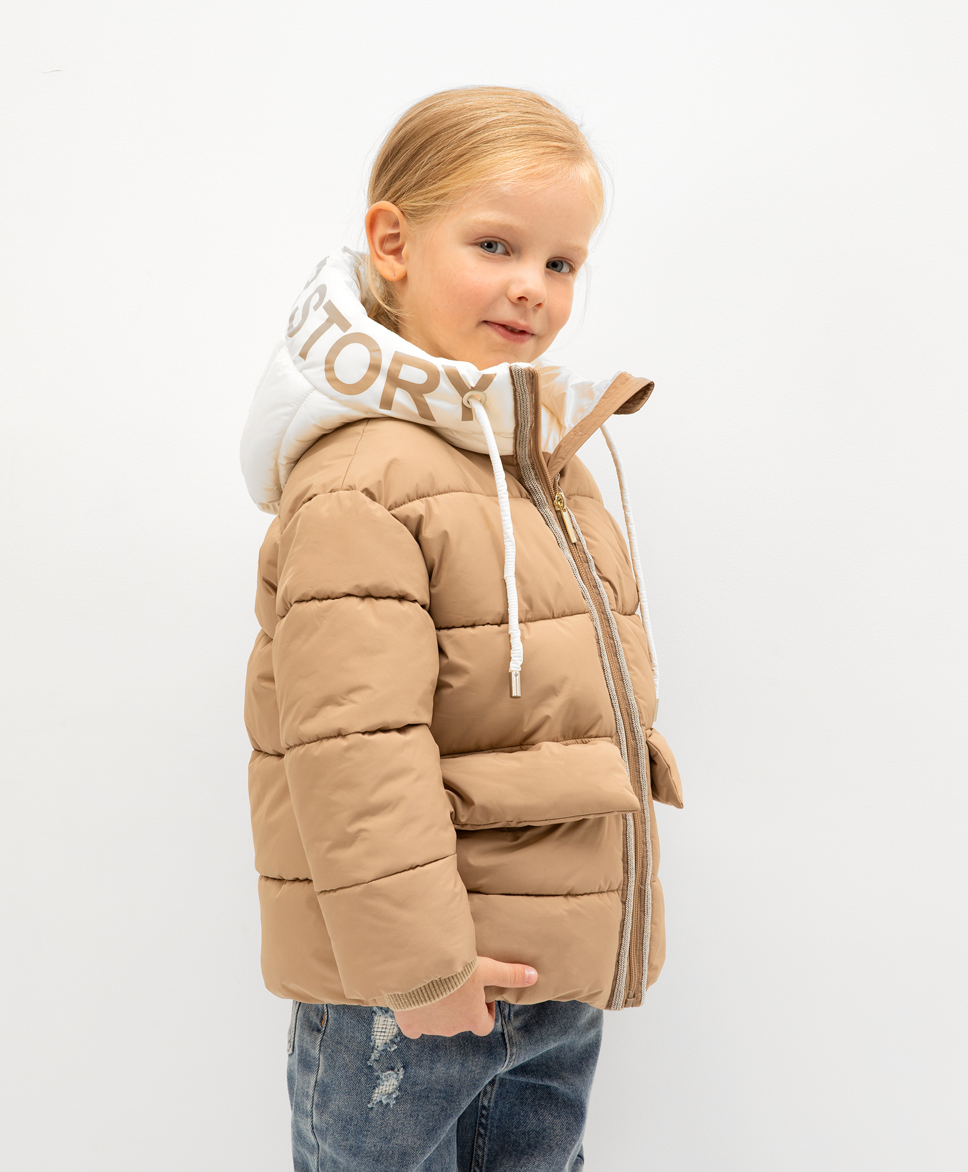 фото Куртка демисезонная с капюшоном бежевая gulliver