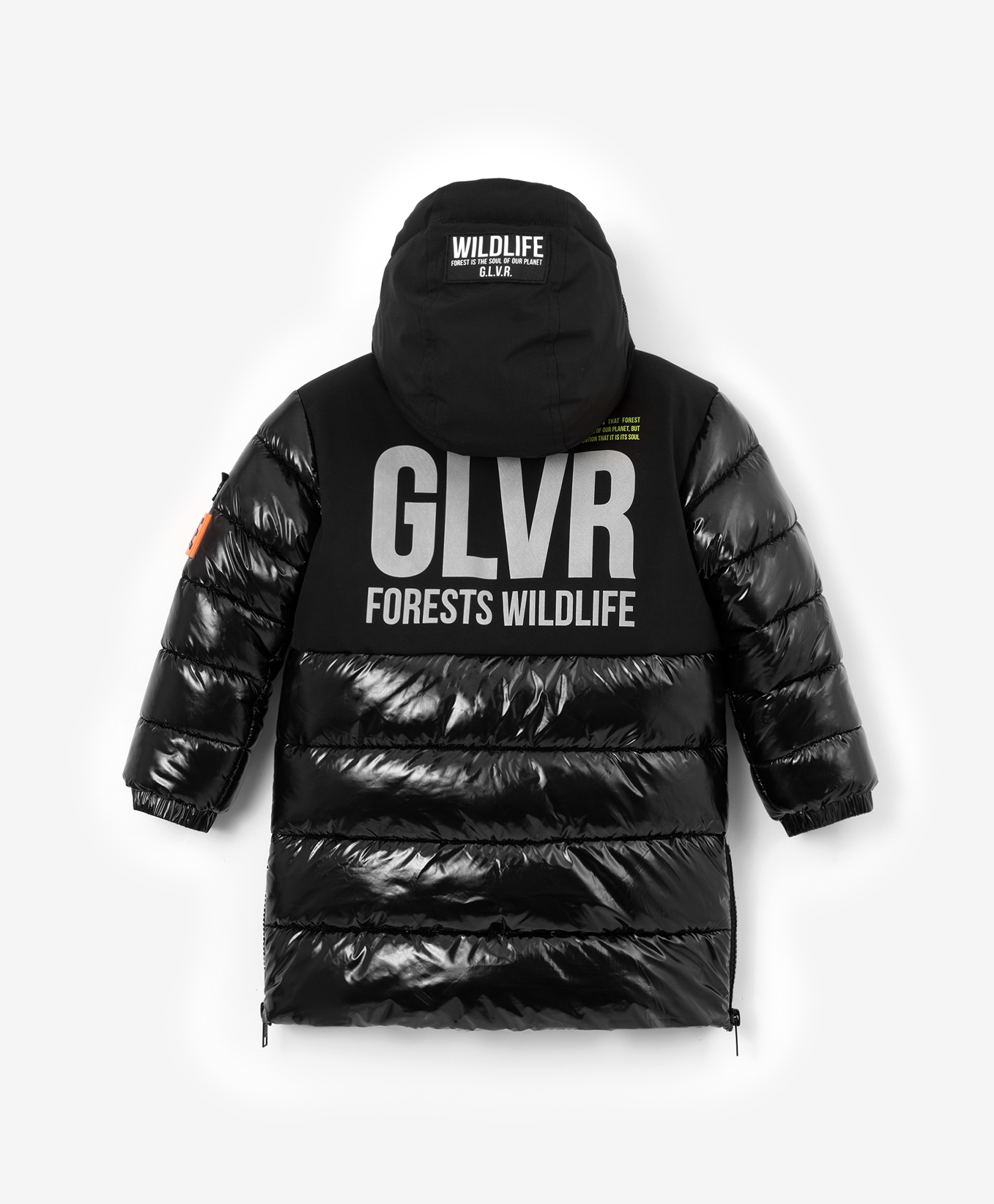 фото Пальто зимнее со светоотражающими элементами черное gulliver