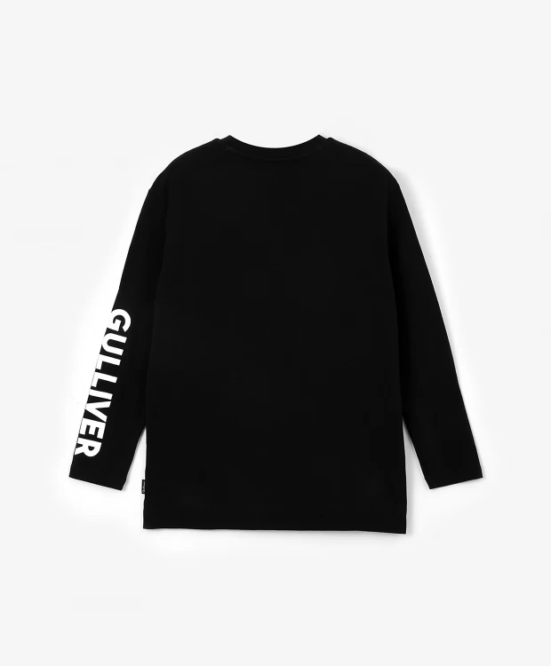 фото Футболка с длинным рукавом черная gulliver (140)