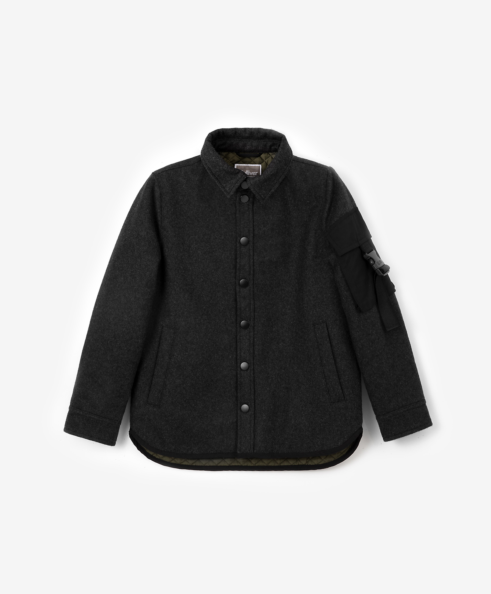 фото Куртка демисезонная рубашечного кроя из сукна серая gulliver