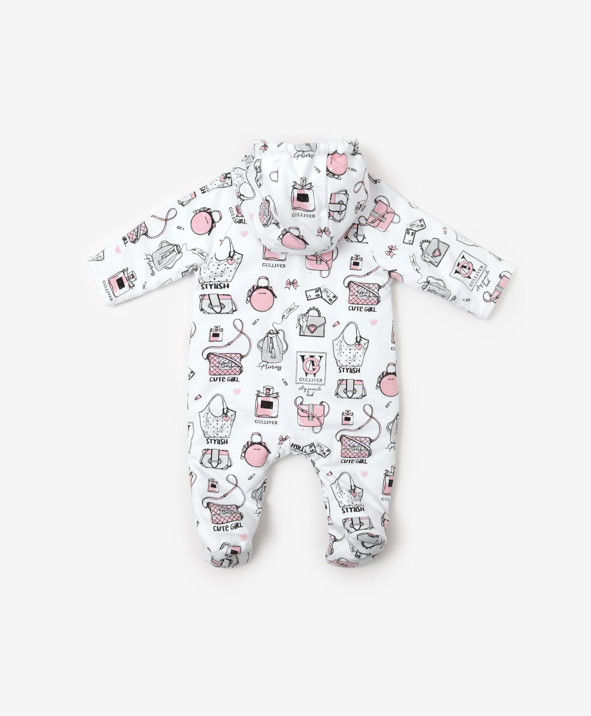 фото Комбинезон утепленный на застежке-молнии белый с принтом gulliver