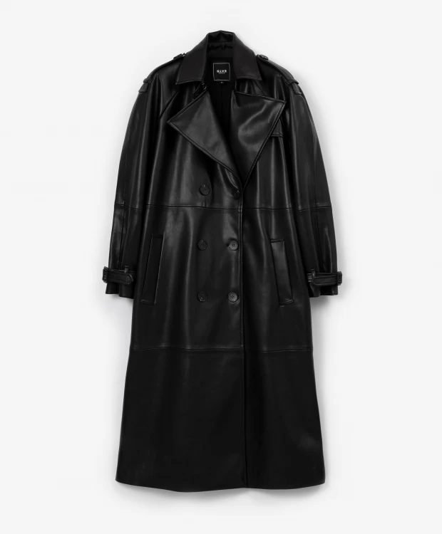 фото Пальто оверсайз из экокожи черное glvr (s)