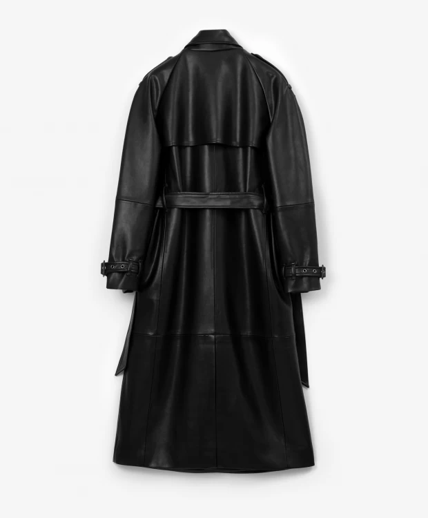 фото Пальто оверсайз из экокожи черное glvr (s)