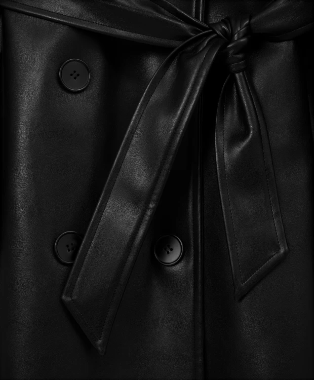 фото Пальто оверсайз из экокожи черное glvr (s)