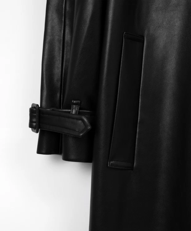 фото Пальто оверсайз из экокожи черное glvr (s)