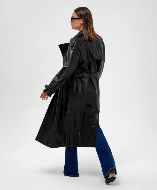 фото Пальто оверсайз из экокожи черное glvr (s)