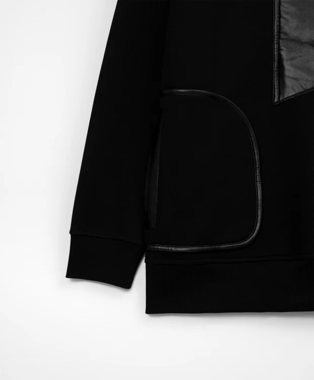 фото Толстовка из экокожи черная glvr (l)