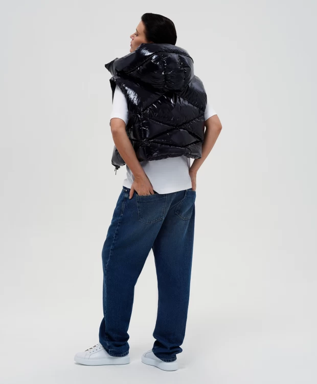 фото Жилет оверсайз на натуральном пуху черный glvr (xl)