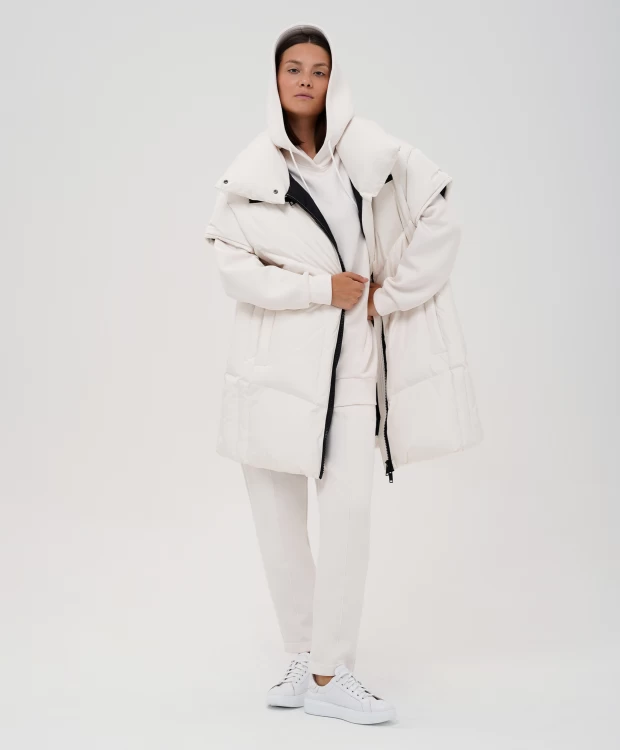 фото Жилет оверсайз удлиненный молочного цвета glvr (one size)