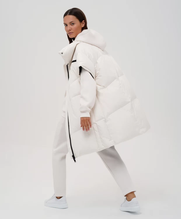 фото Жилет оверсайз удлиненный молочного цвета glvr (one size)