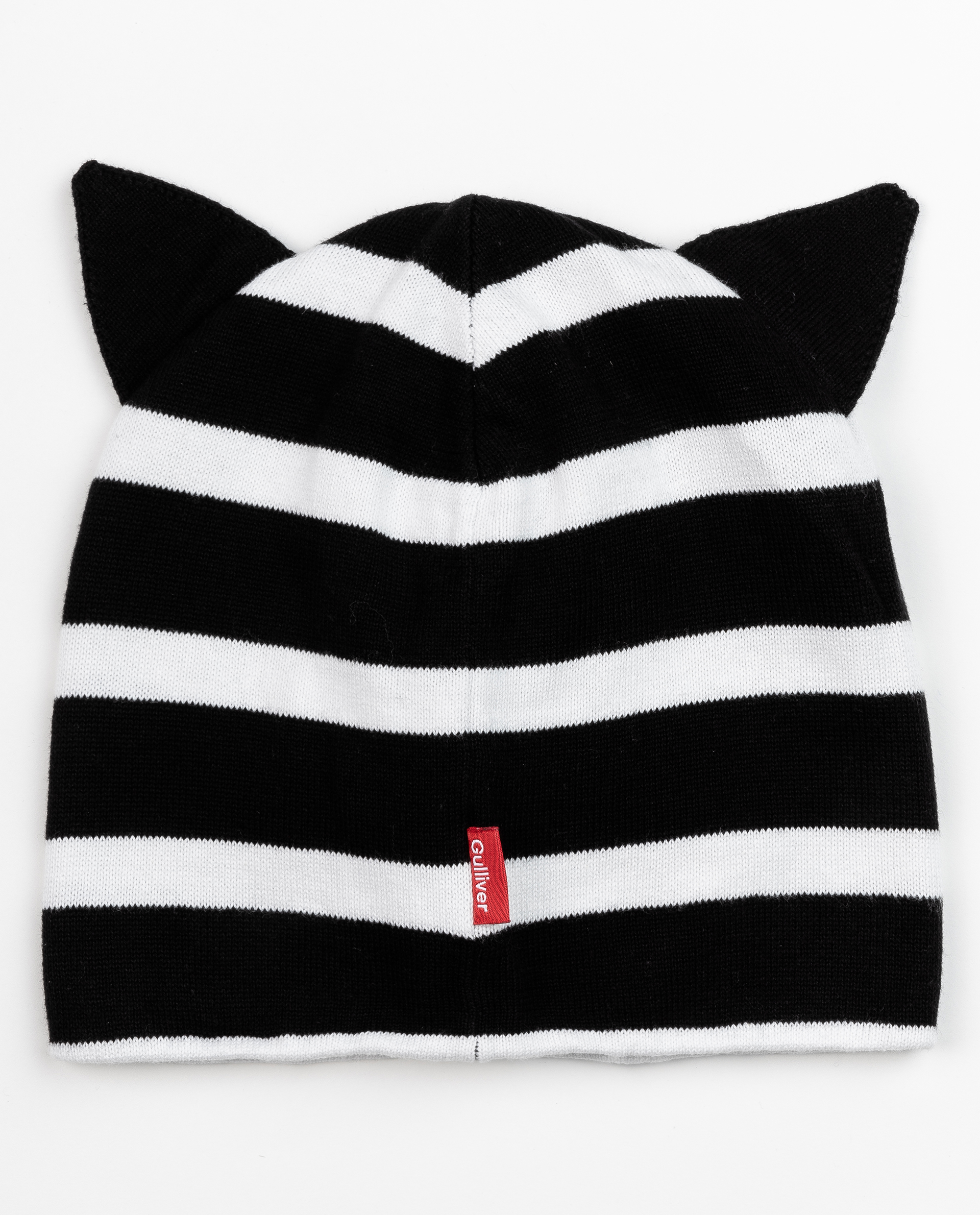 фото Полосатая вязаная шапка с ушками gulliver