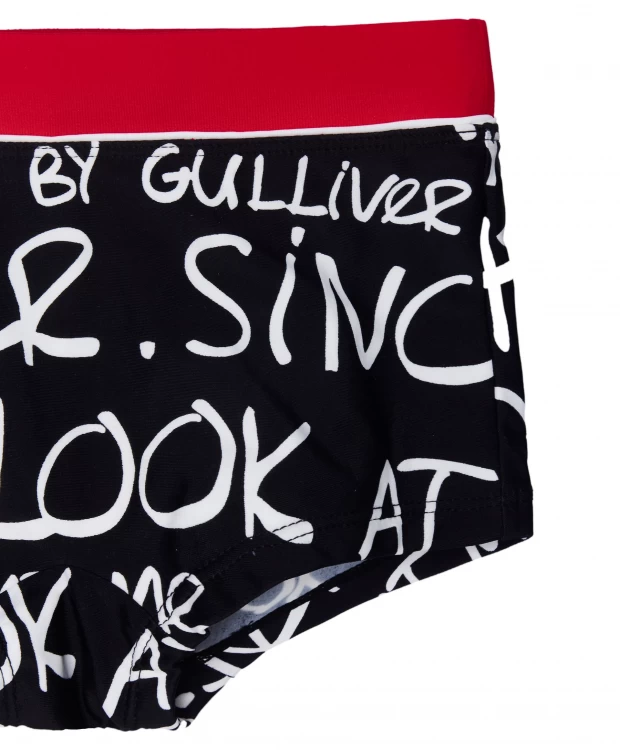 фото Черные плавки-боксеры со шрифтовым орнаментом gulliver (110-116)