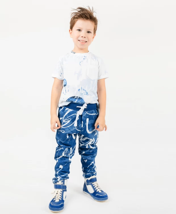 фото Синие трикотажные брюки с орнаментом gulliver (122)