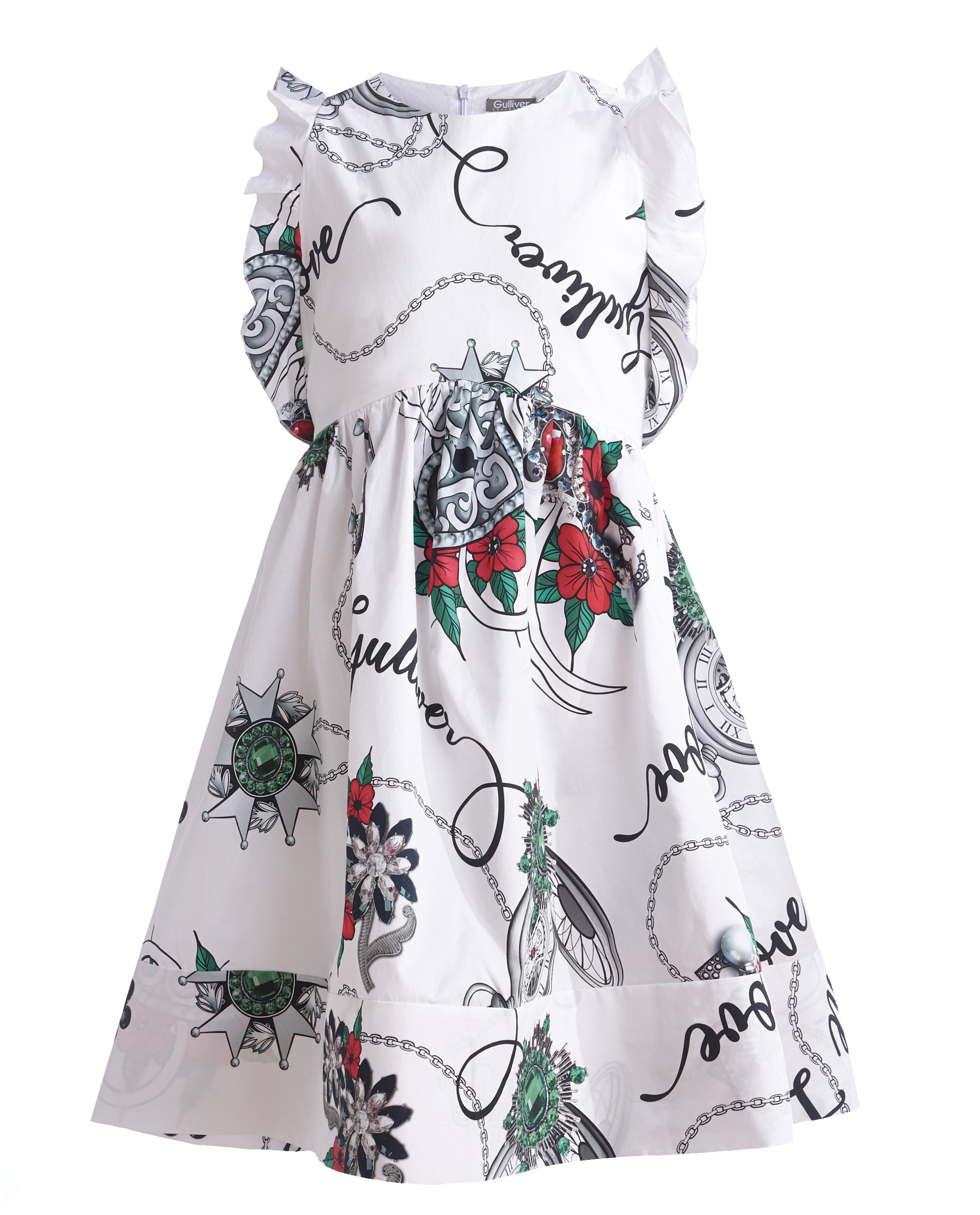 фото Белое платье с орнаментом королевские ценности gulliver