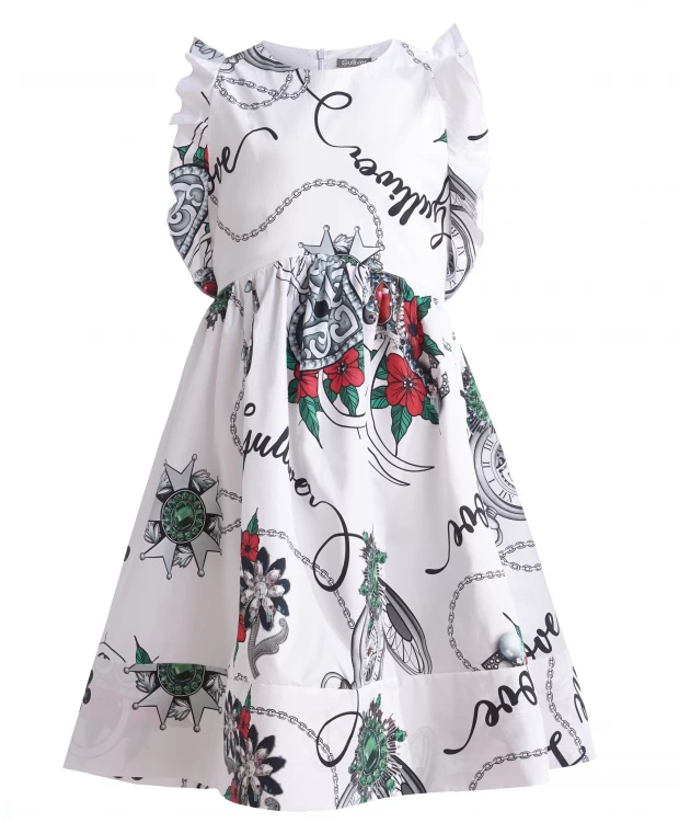 Белое платье с орнаментом Королевские ценности Gulliver