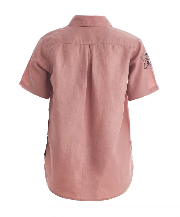 фото Розовая рубашка с коротким рукавом gulliver (140)