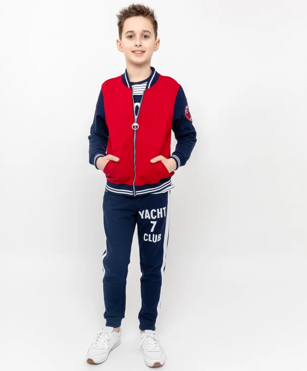 фото Красно-синяя толстовка из футера gulliver (140)