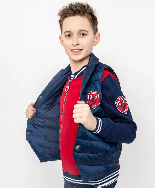 фото Утепленный синий жилет gulliver (164)