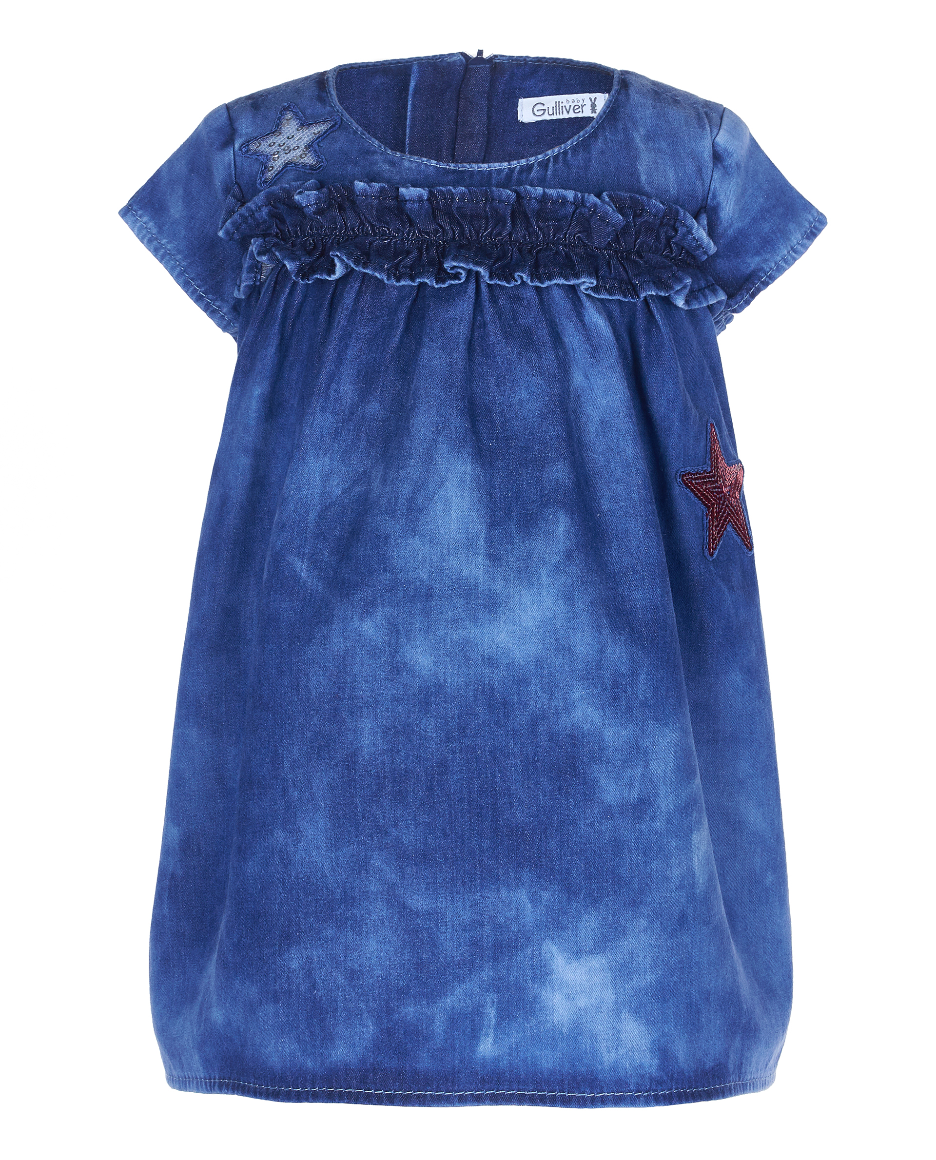Купить 11930GBC2502, Джинсовое платье с декором Gulliver, Gulliver Baby, синий, 74, Женский, ВЕСНА/ЛЕТО 2019 (shop: GulliverMarket Gulliver Market)