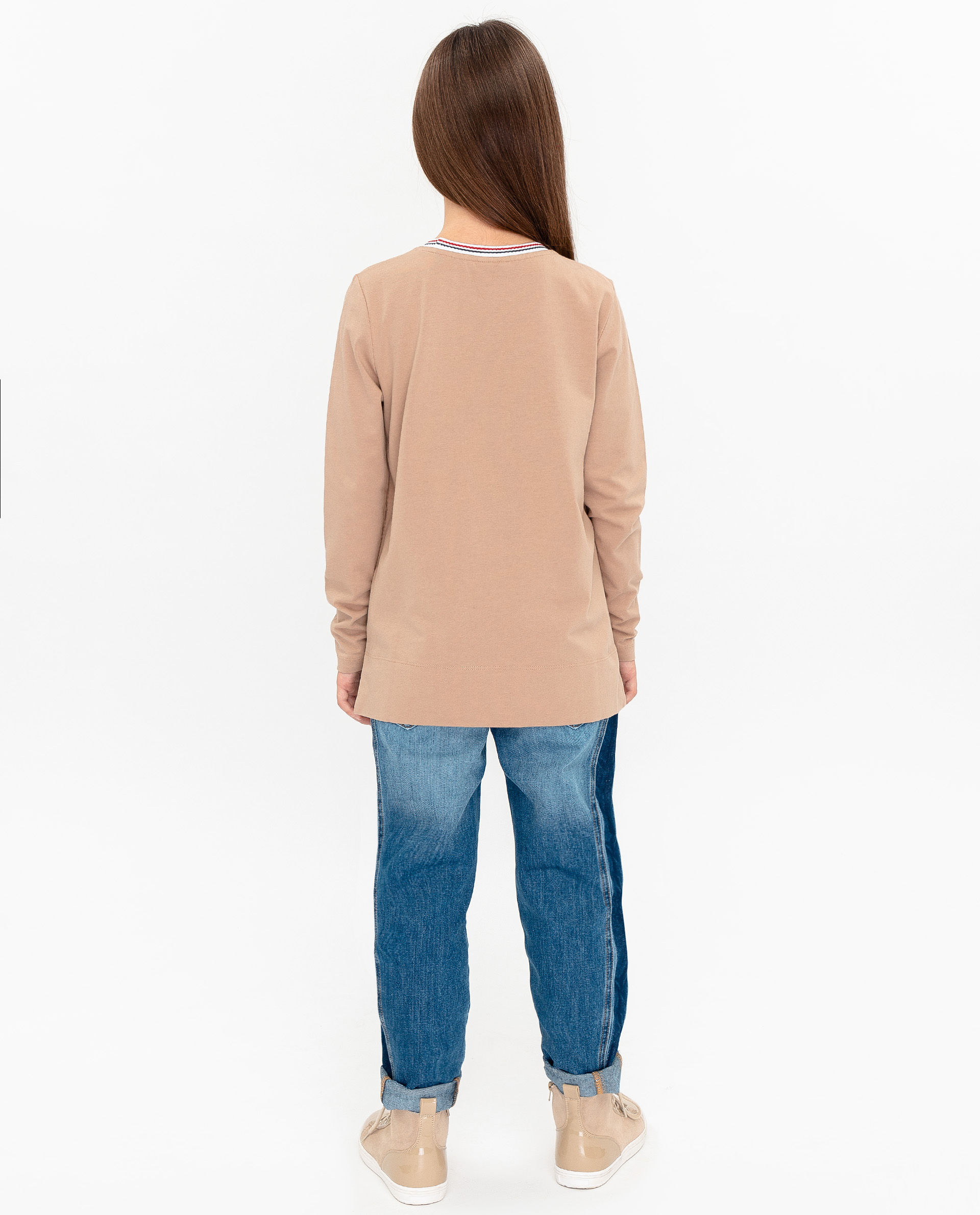 фото Бежевая футболка с длинным рукавом gulliver