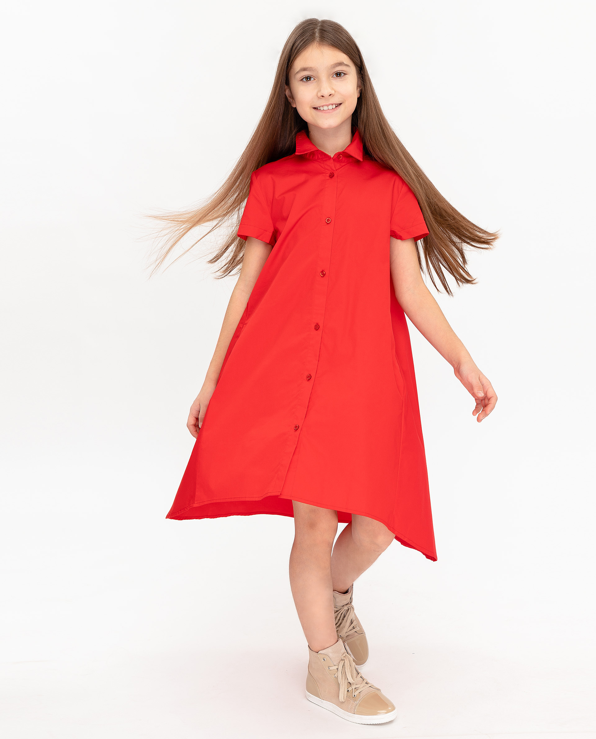 фото Красное платье с удлиненной спинкой gulliver