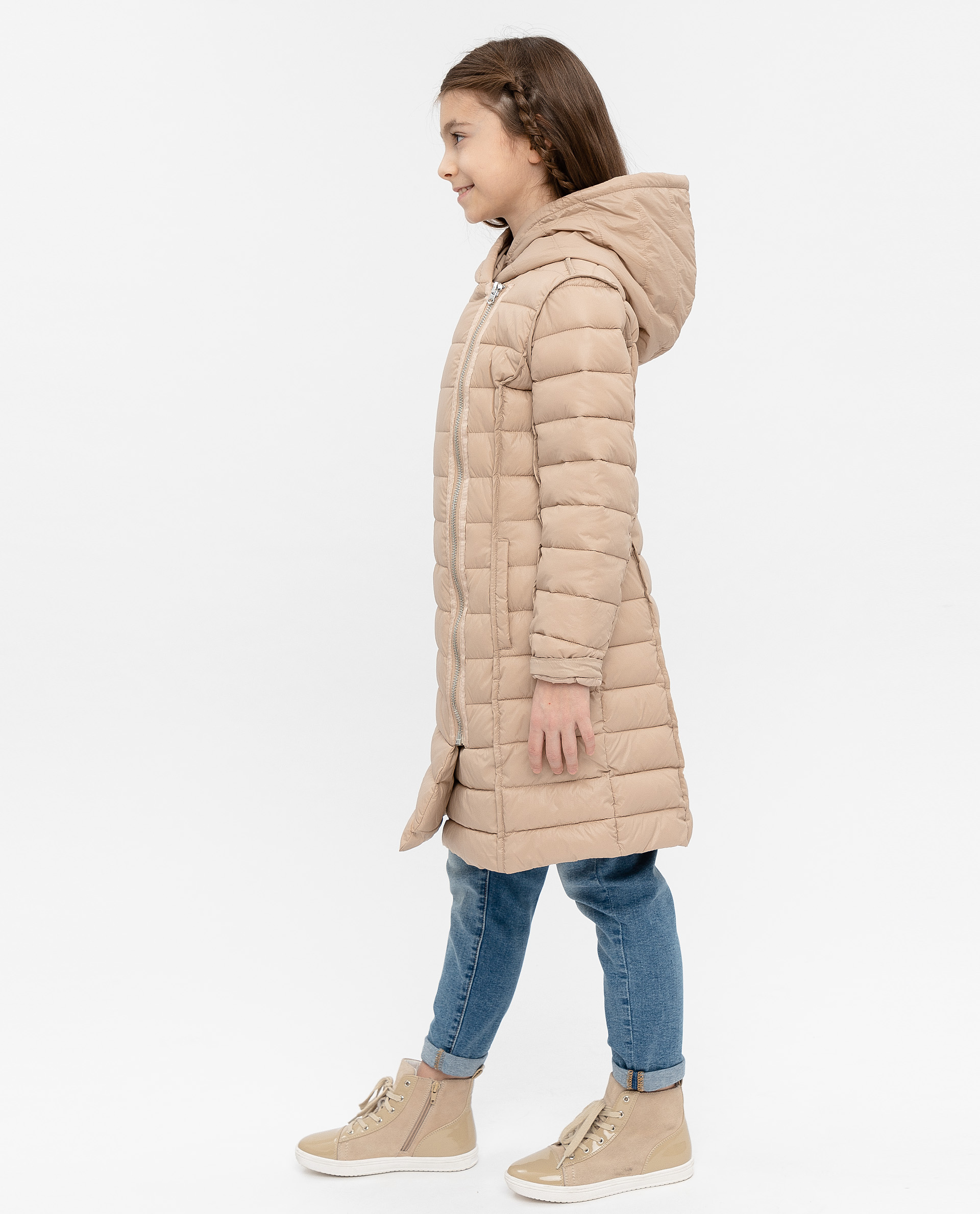 Бежевое демисезонное пальто Gulliver 12008GJC4501, размер 158, цвет бежевый - фото 3