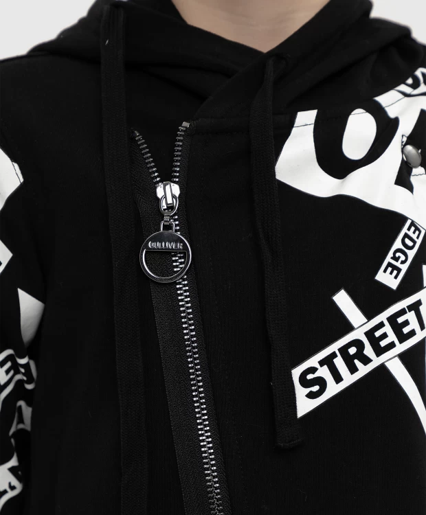 фото Черная удлиненная толстовка gulliver (170)