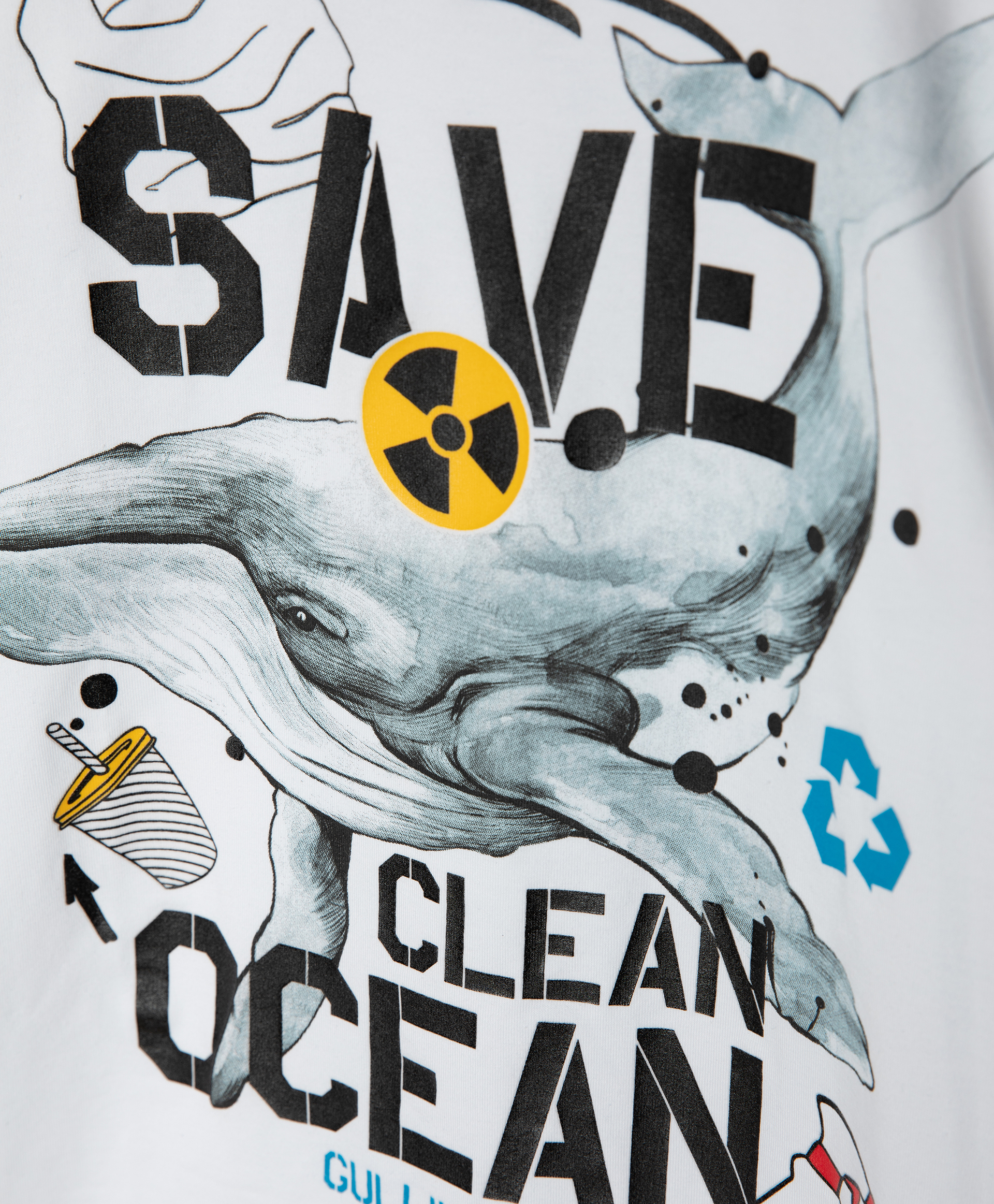 Футболка Save Clean Ocean для мальчика Gulliver 120FBJC1203, размер 140, цвет белый - фото 4