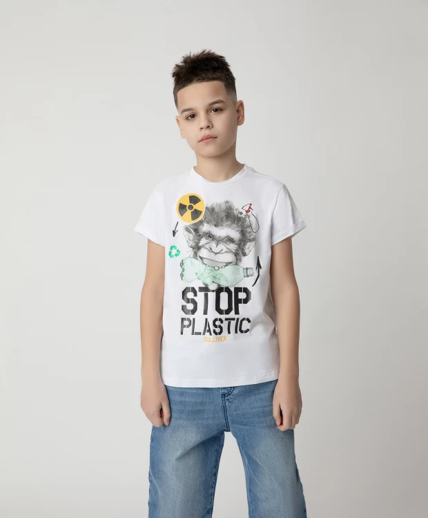 Футболка Stop Plastic для мальчика Gulliver